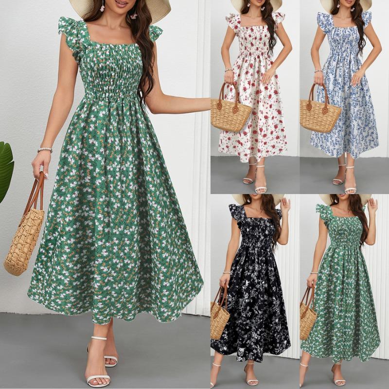 Women s Summer Fly-sleeve Printed Dress Casual Waist Waist Square Collar A Swing Long Dress S синій
Women s Summer Fly-sleeve Printed Dress Casual Waist Waist Square Collar A Swing Long Dress S синій