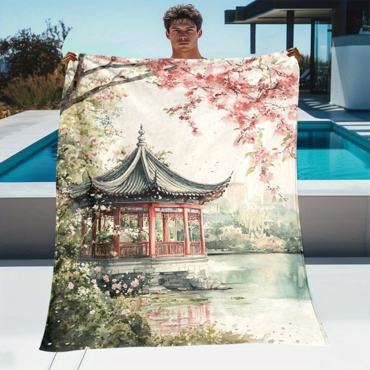 Zen-inspired lake-view pagoda pattern Flannel printed blanket suitable for all seasons for living room office sofa and travel 75x90cm
Zen-inspired lake-view pagoda pattern Flannel printed blanket suitable for all seasons for living room office sofa and travel 75x90cm