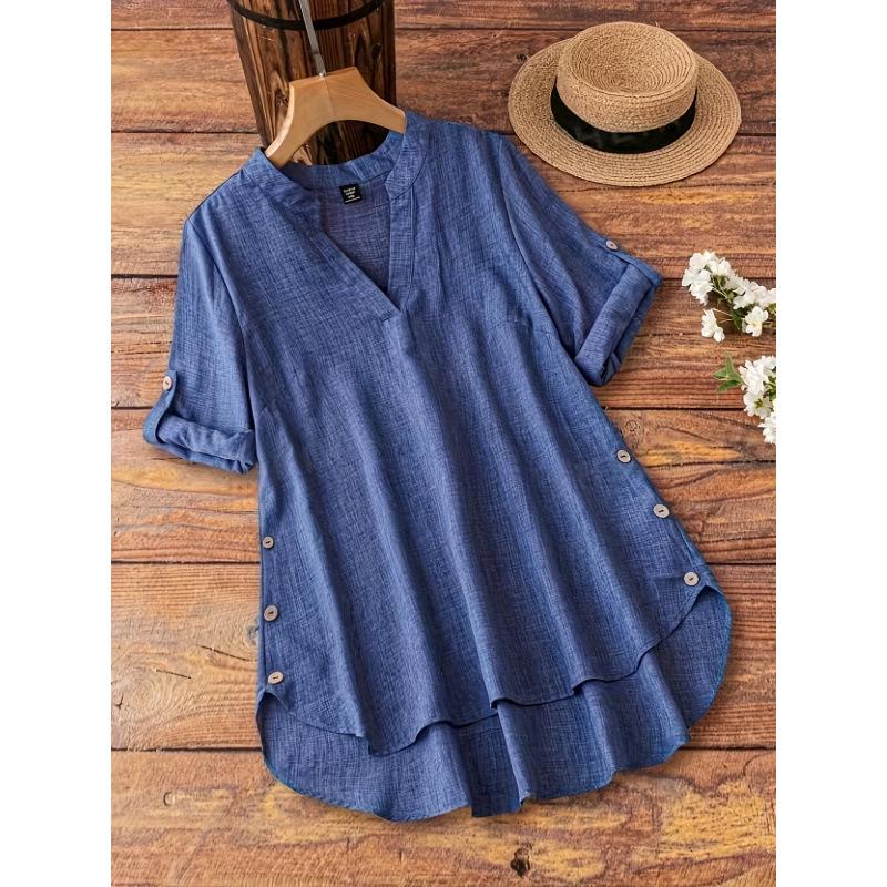 European Cross 2026 Women s Plus Size V-Neck Short Sleeve Solid Color Elegant Faux Button T-Shirt 2X Large синий
European Cross 2026 Women s Plus Size V-Neck Short Sleeve Solid Color Elegant Faux Button T-Shirt 2X Large синий
