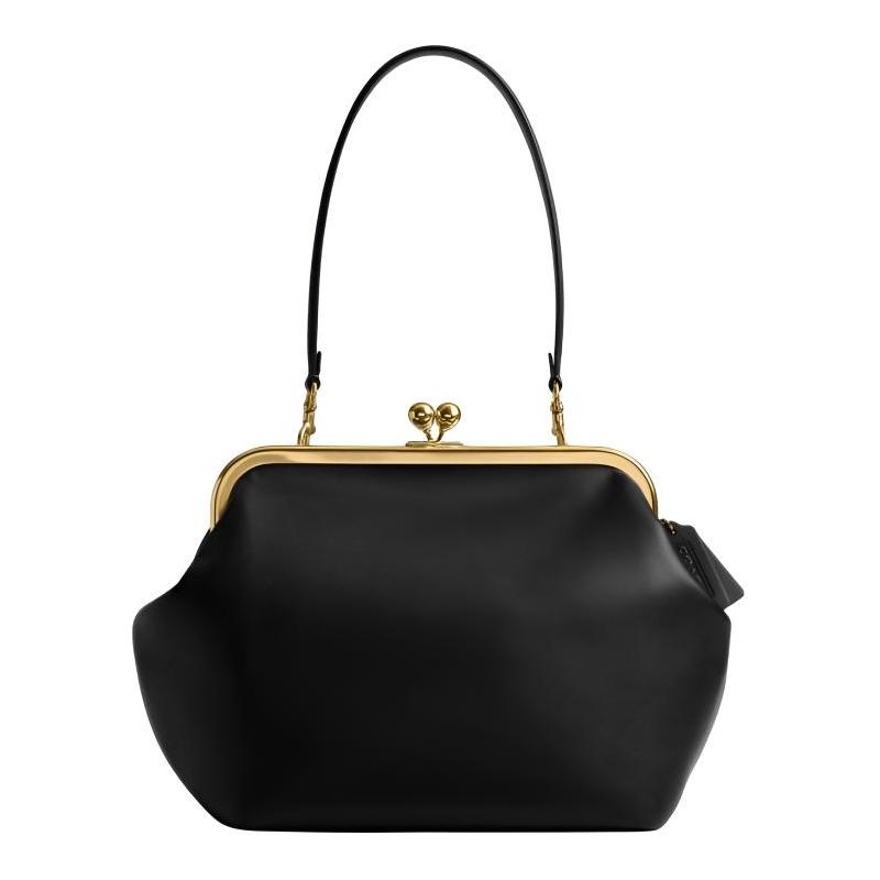 COACH Kisslock 27 gold kiss lock buckle cow leather shoulder bag large size women s black чорний
COACH Kisslock 27 gold kiss lock buckle cow leather shoulder bag large size women s black чорний