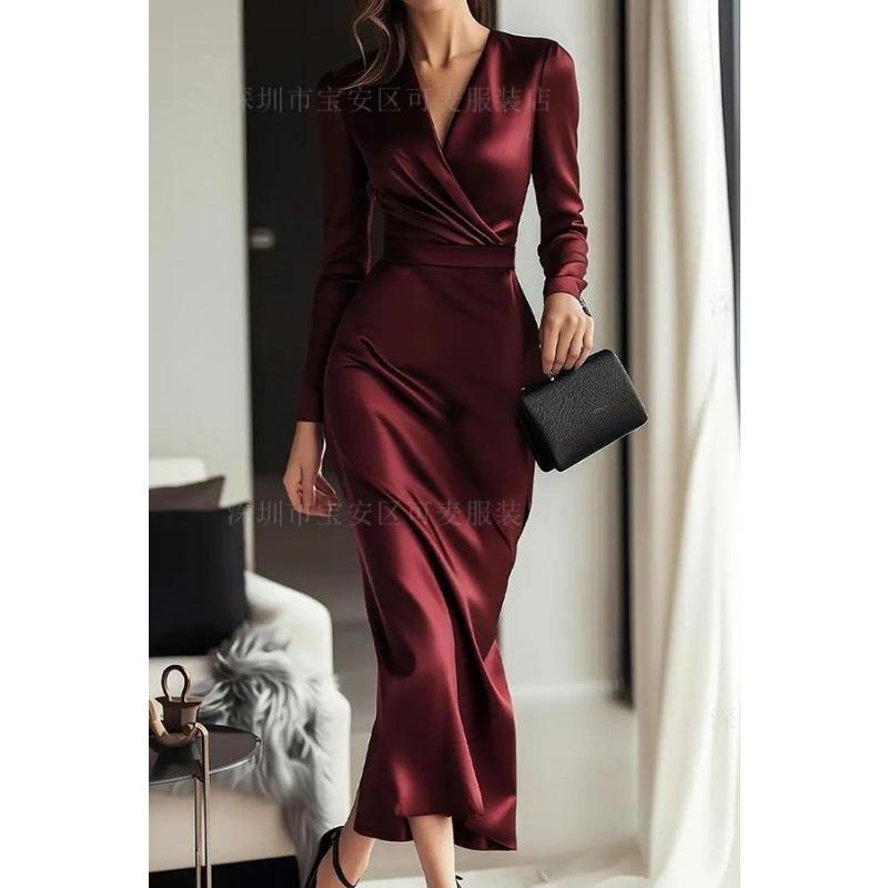 Muse Fan Temperament Medium and Long Hip Wrap Skirt Name Wind Satin Waist Premium Neck Dress Women XXL бордовий
Muse Fan Temperament Medium and Long Hip Wrap Skirt Name Wind Satin Waist Premium Neck Dress Women XXL бордовий