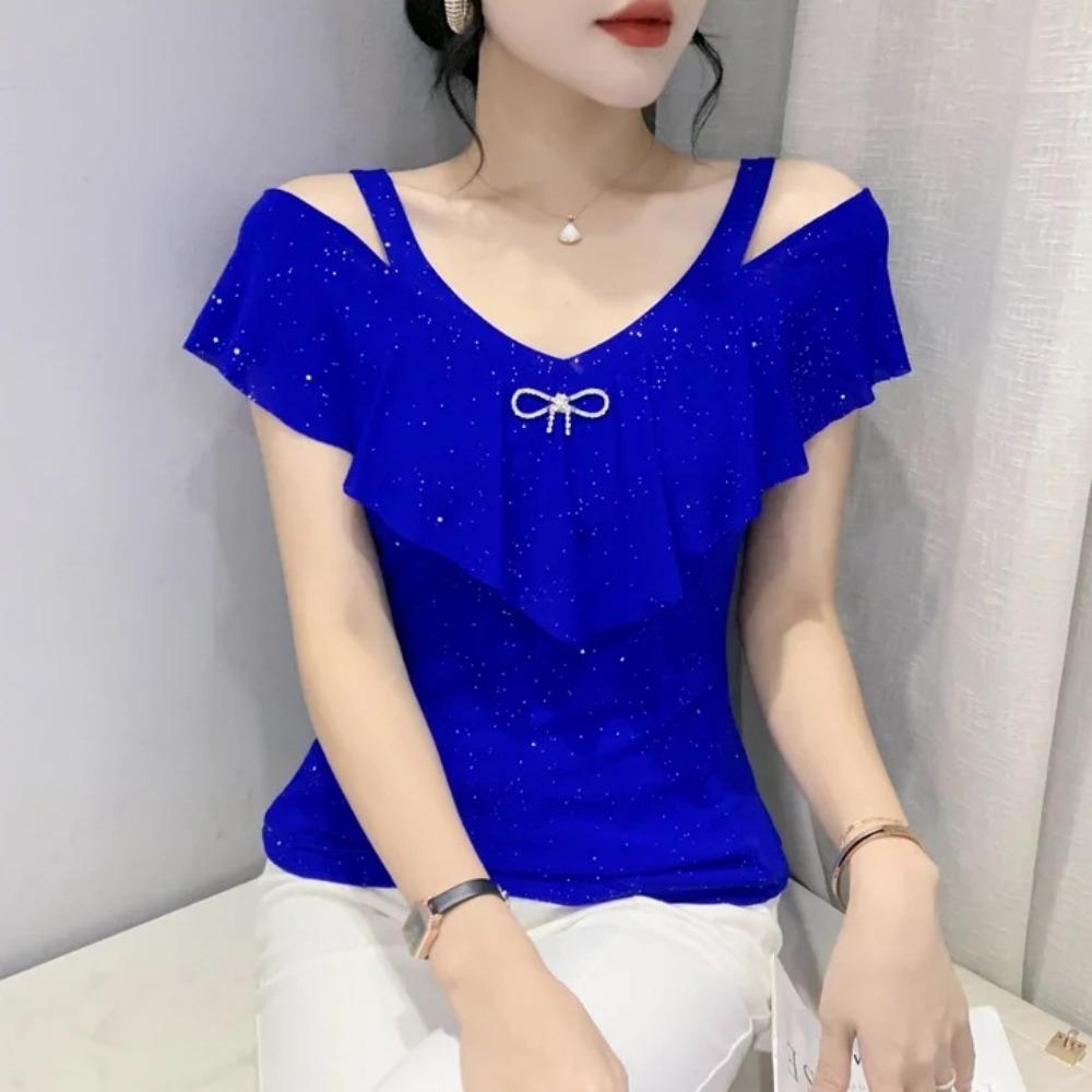 Новая летняя футболка с пайетками, V-образным вырезом, короткими рукавами, тонкая, прилегающая, из сетки, с вырезом-тележкой, ажурная, с открытыми плечами XXXL синий
Новая летняя футболка с пайетками, V-образным вырезом, короткими рукавами, тонкая, прилегающая, из сетки, с вырезом-тележкой, ажурная, с открытыми плечами XXXL синий