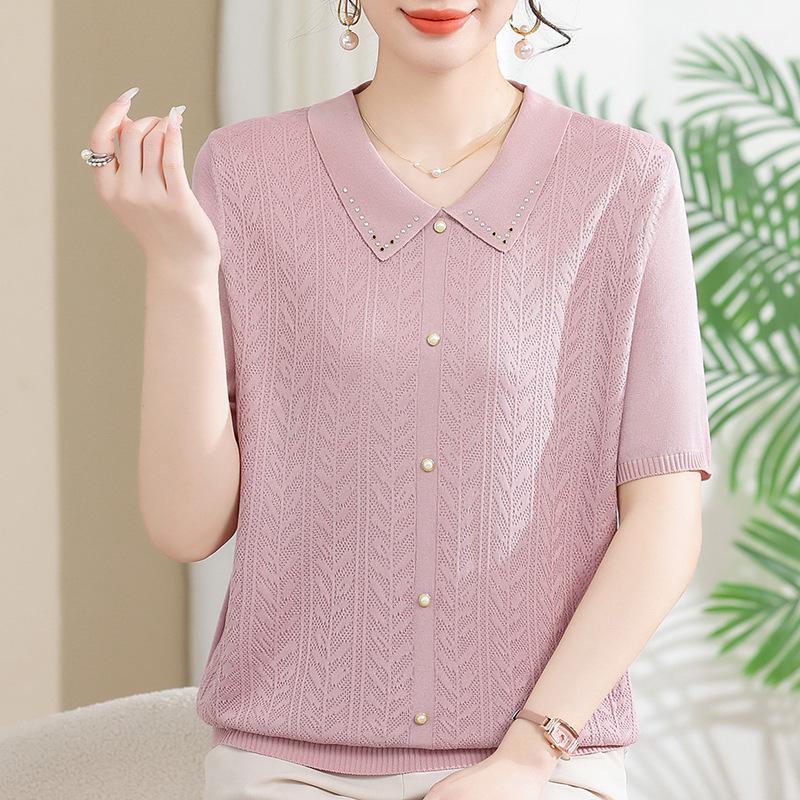 Summer 2025 Ice Silk Knit Doll Collar Cardigan - Women s Short Sleeve Top for Middle-Aged & Elderly 3XL (120-130 jin)
Summer 2025 Ice Silk Knit Doll Collar Cardigan - Women s Short Sleeve Top for Middle-Aged & Elderly 3XL (120-130 jin)