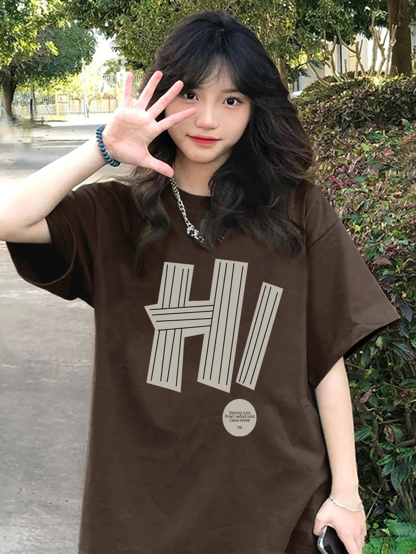 Korean Fashion Women Tshirt Simple Letter H Printed 100 Cotton Tees Summer ONeck Loose Tops Street Casual Female Clothes 4XL
Korean Fashion Women Tshirt Simple Letter H Printed 100 Cotton Tees Summer ONeck Loose Tops Street Casual Female Clothes 4XL