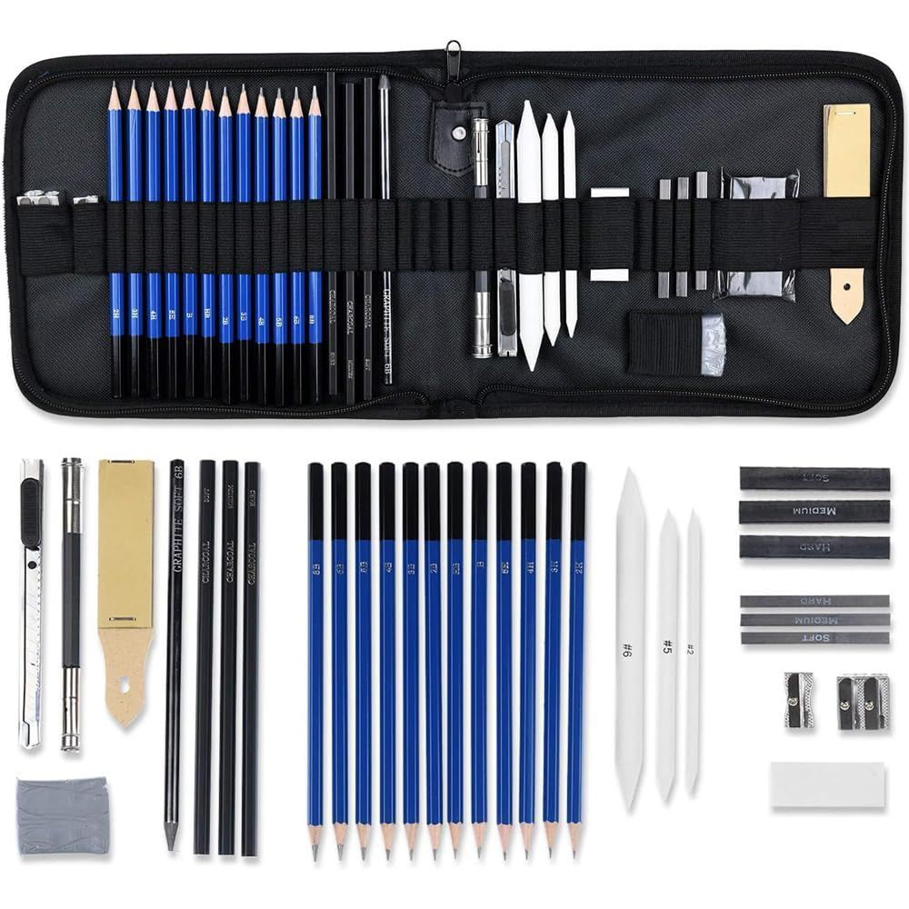 100% Non-Toxic 32 Pieces Professional Sketching Kit for Artists, Shading Drawing Case with Premium Graphite Charcoal Sketch Pencil Kit, Drawing Kit
100% Non-Toxic 32 Pieces Professional Sketching Kit for Artists, Shading Drawing Case with Premium Graphite Charcoal Sketch Pencil Kit, Drawing Kit