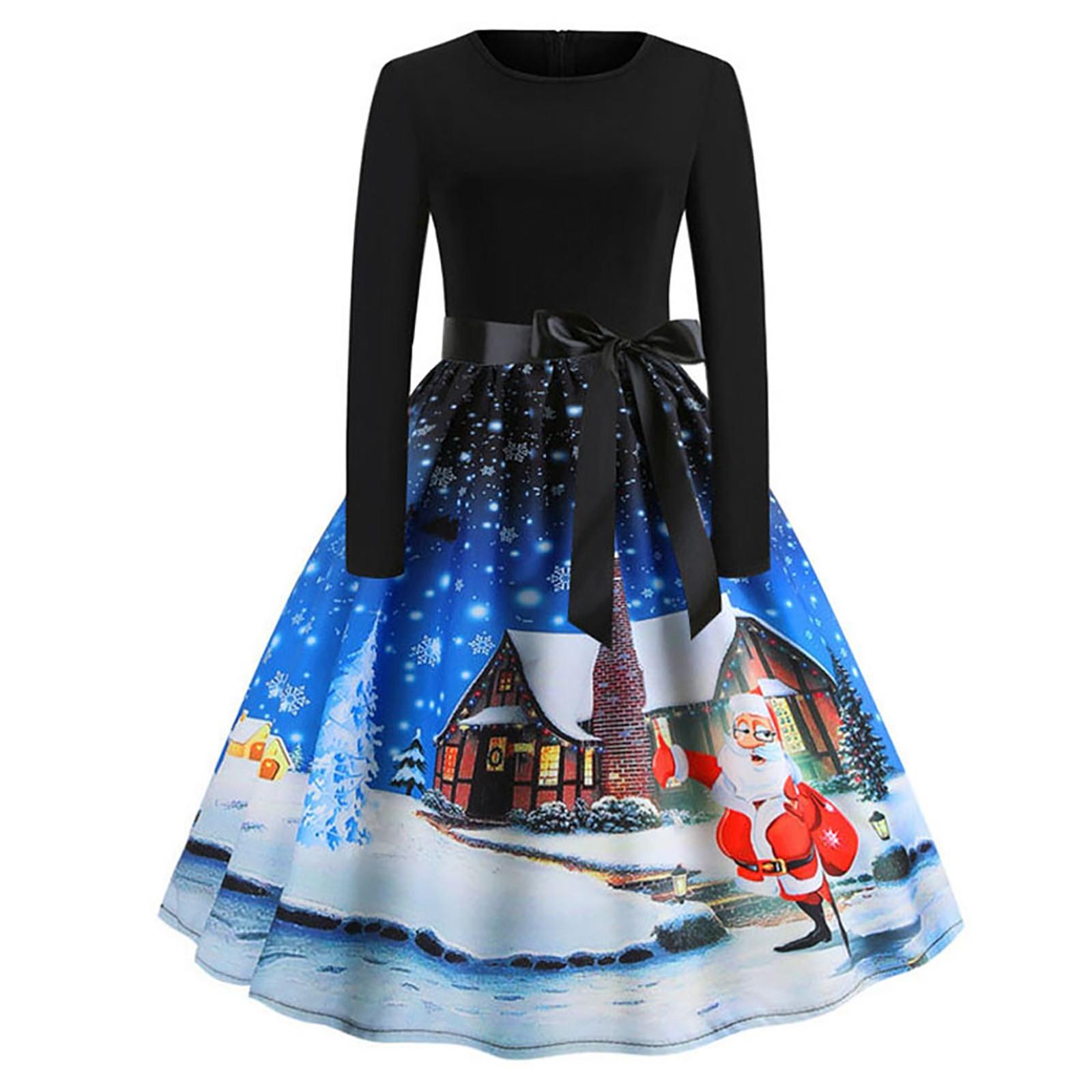 Women Vintage Long Sleeve Christmas 1950s Housewife Evening Party Prom Dress L синій
Women Vintage Long Sleeve Christmas 1950s Housewife Evening Party Prom Dress L синій