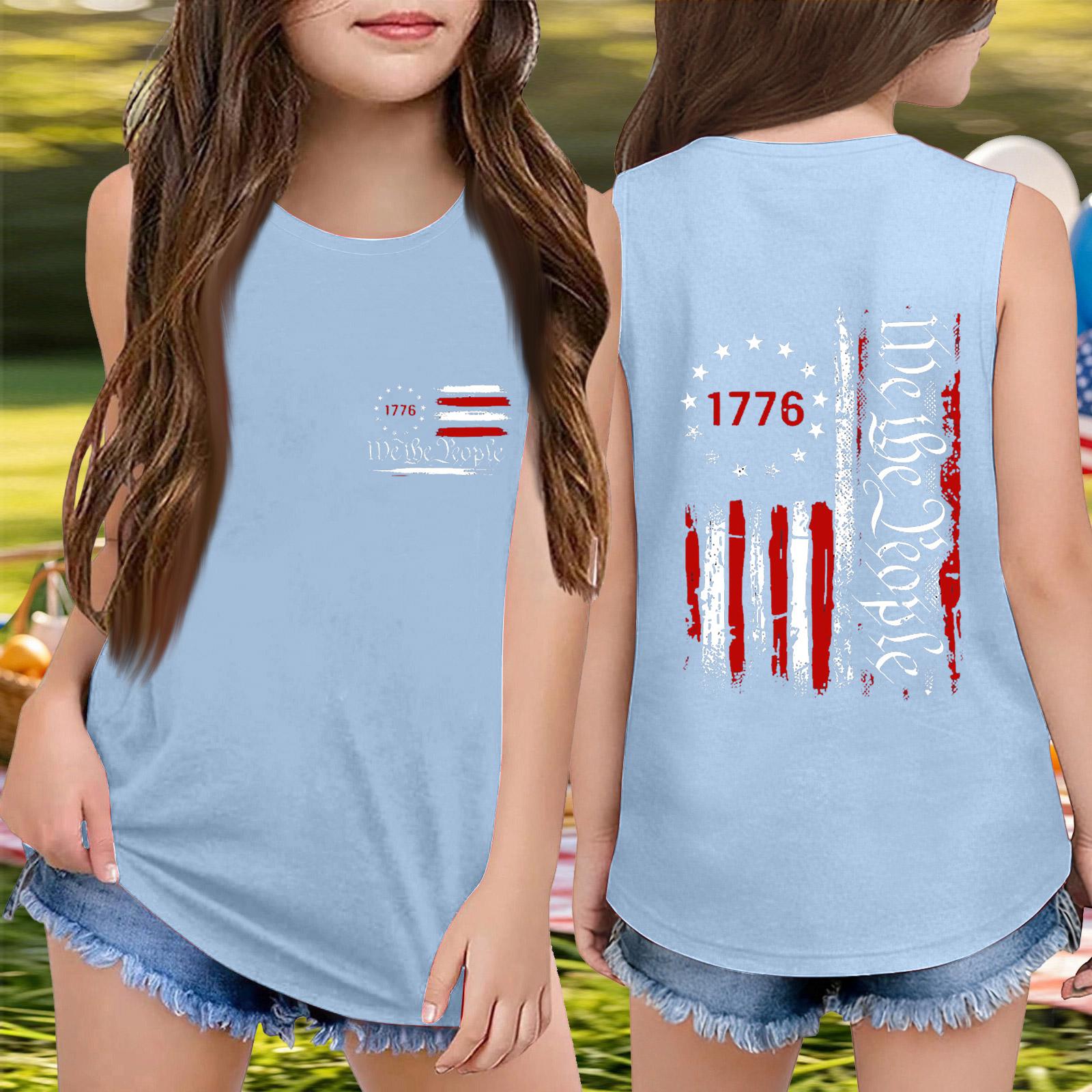 Girls Sleeveless Loose Fit Tank Top Independence Day Print Round Neck T Shirt 250 Years of Freedom 1776 2026 USA America Est 1776 100 білий
Girls Sleeveless Loose Fit Tank Top Independence Day Print Round Neck T Shirt 250 Years of Freedom 1776 2026 USA America Est 1776 100 білий