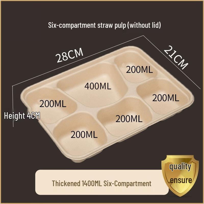 Pulp Disposable Lunch Box, 6-Compartment
Pulp Disposable Lunch Box, 6-Compartment