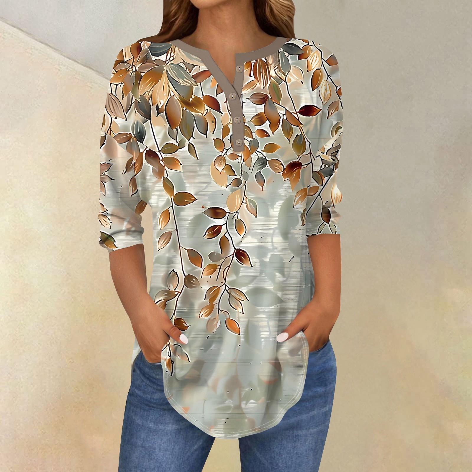 Сорочки з рукавом 3/4 для жіночої моди Повсякденна футболка з круглим вирізом і принтом M світло-коричневого кольору
Сорочки з рукавом 3/4 для жіночої моди Повсякденна футболка з круглим вирізом і принтом M світло-коричневого кольору