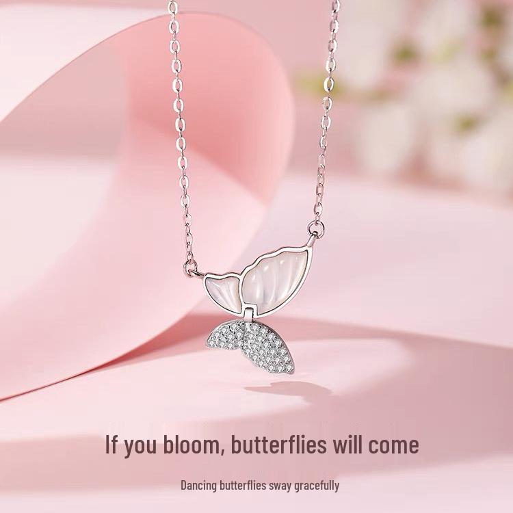 S925 Sterling Silver Butterfly Necklace with White Shell & Zircon Accents - Elegant Women s Clavicle Chain 925 Silver
S925 Sterling Silver Butterfly Necklace with White Shell & Zircon Accents - Elegant Women s Clavicle Chain 925 Silver