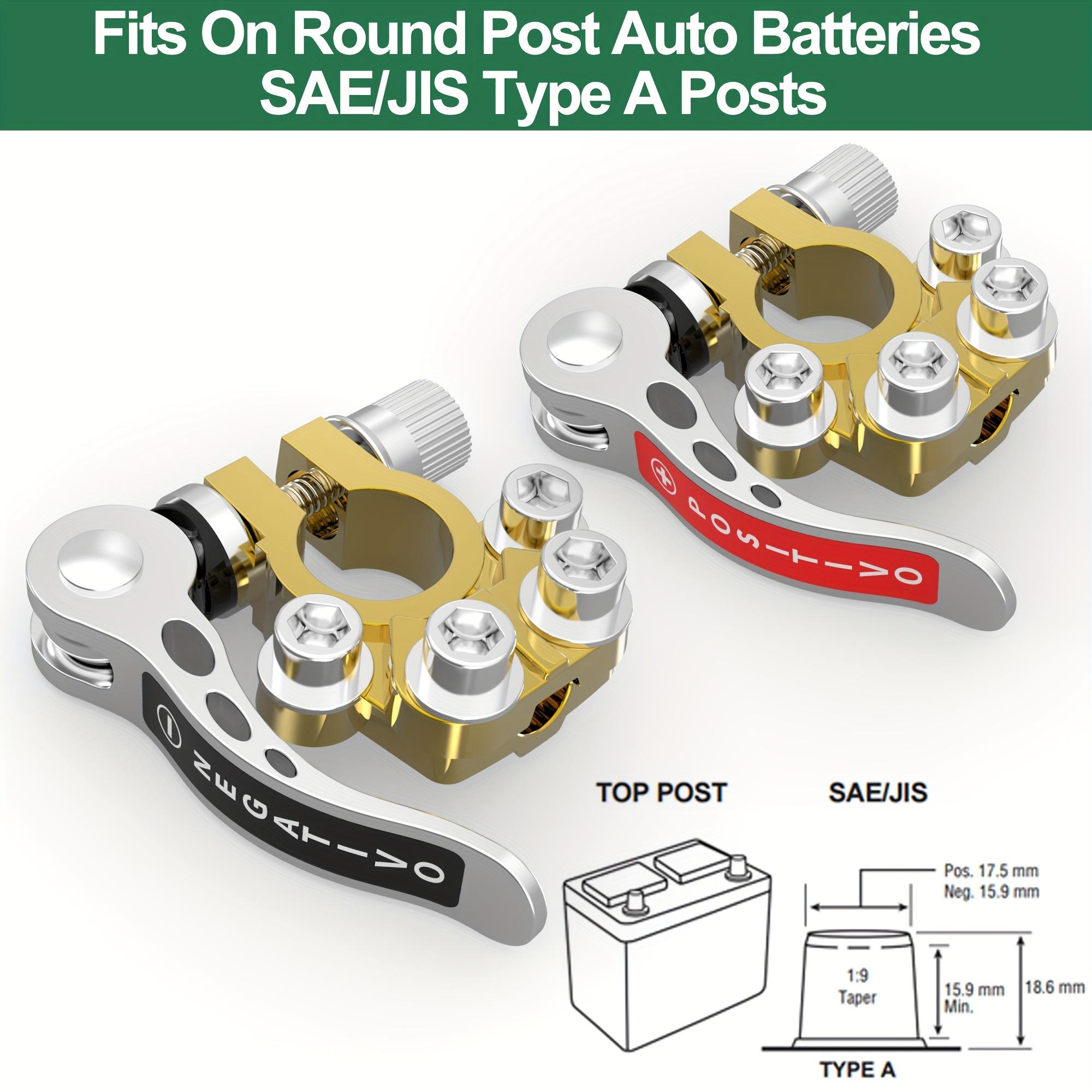 LotFancy Battery Terminal Connectors, Solid Brass, 2PCS Quick Release Disconnect Car Battery Terminal, Positive Negative for SAE/JIS Type A Posts 1 Pair
LotFancy Battery Terminal Connectors, Solid Brass, 2PCS Quick Release Disconnect Car Battery Terminal, Positive Negative for SAE/JIS Type A Posts 1 Pair