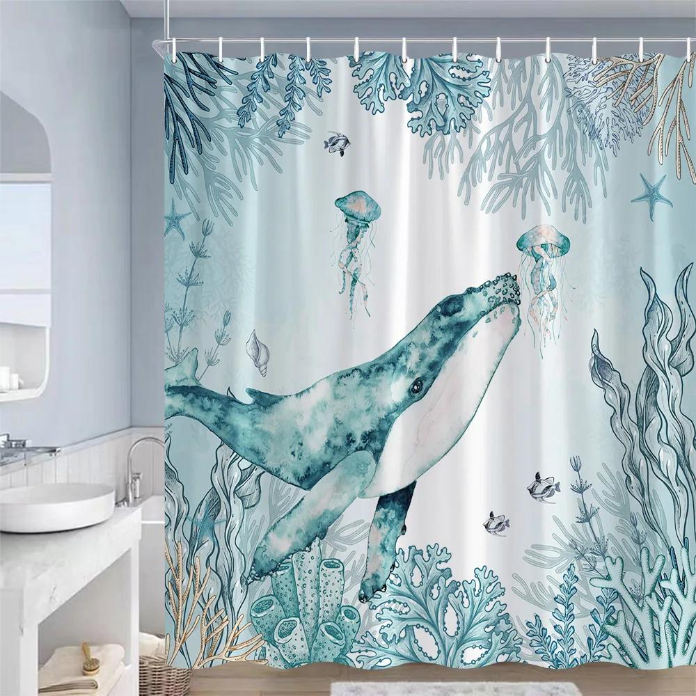 Ocean Animals Shower Curtains Sea Turtles Starfish Coral Seaweed Underwater Scenery Polyester Bathroom Curtain Decor With Hooks W60H190(CM)-1 Pcs
Ocean Animals Shower Curtains Sea Turtles Starfish Coral Seaweed Underwater Scenery Polyester Bathroom Curtain Decor With Hooks W60H190(CM)-1 Pcs