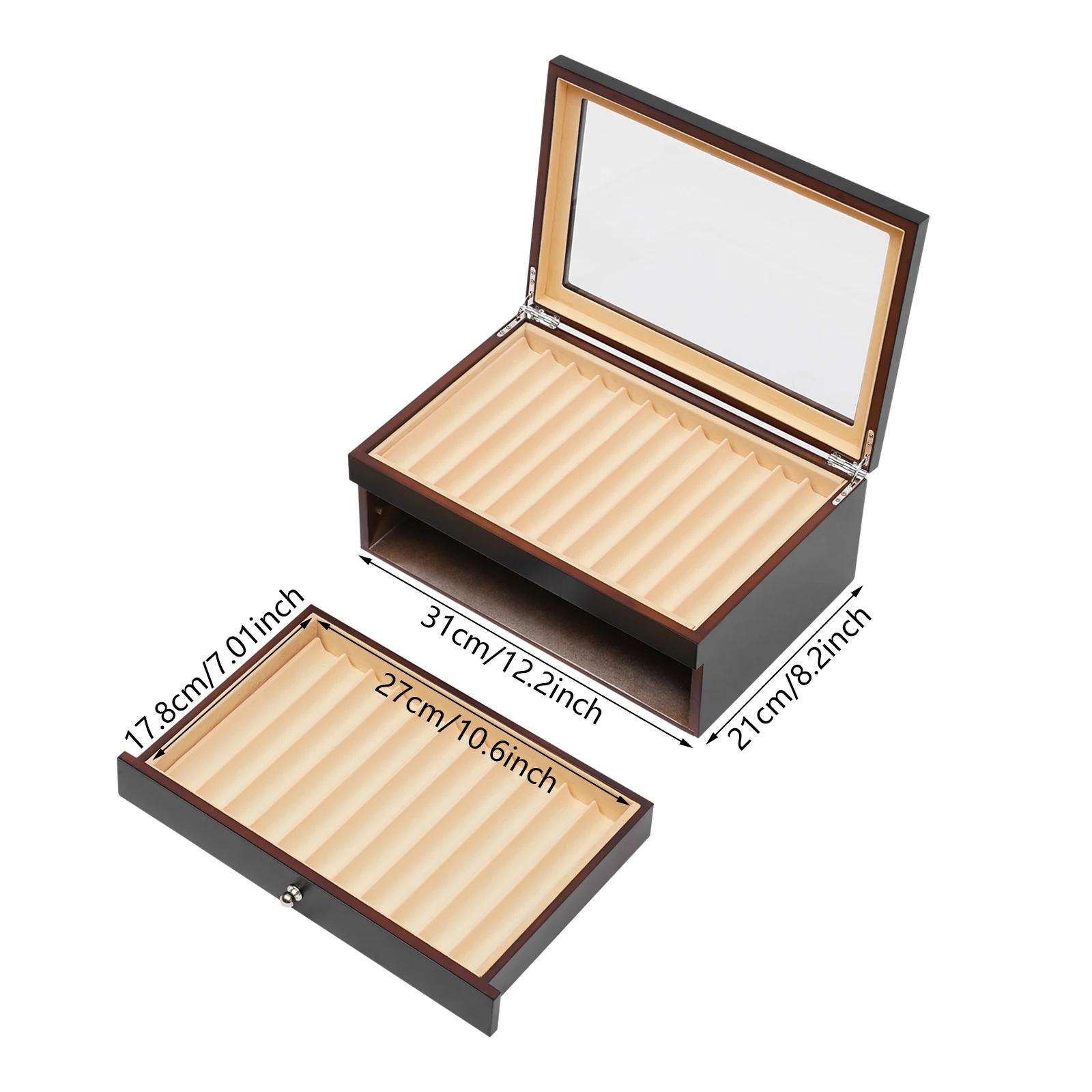 34Pieces Sandalwood Wood Pen Box,3Levels w/ Drawers Fountain Display Organizer Box with Glass Window Gift for Friend чорний
34Pieces Sandalwood Wood Pen Box,3Levels w/ Drawers Fountain Display Organizer Box with Glass Window Gift for Friend чорний