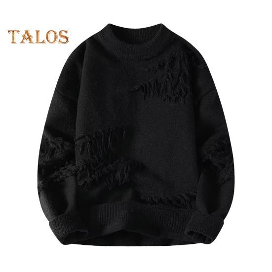 Мужской зимний свитер с неровным рваным узором, круглый вырез, свободный, с длинными рукавами, толстый спортивный свитер для повседневной носки M чёрный
Мужской зимний свитер с неровным рваным узором, круглый вырез, свободный, с длинными рукавами, толстый спортивный свитер для повседневной носки M чёрный