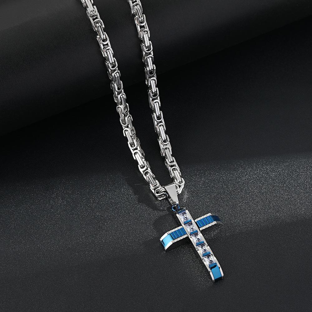 Крест Ожерелье Мужское и Женское Личность Парные Аксессуары Цепочка на Ключицу Мода Панк Стиль Ожерелье Аксессуары синий