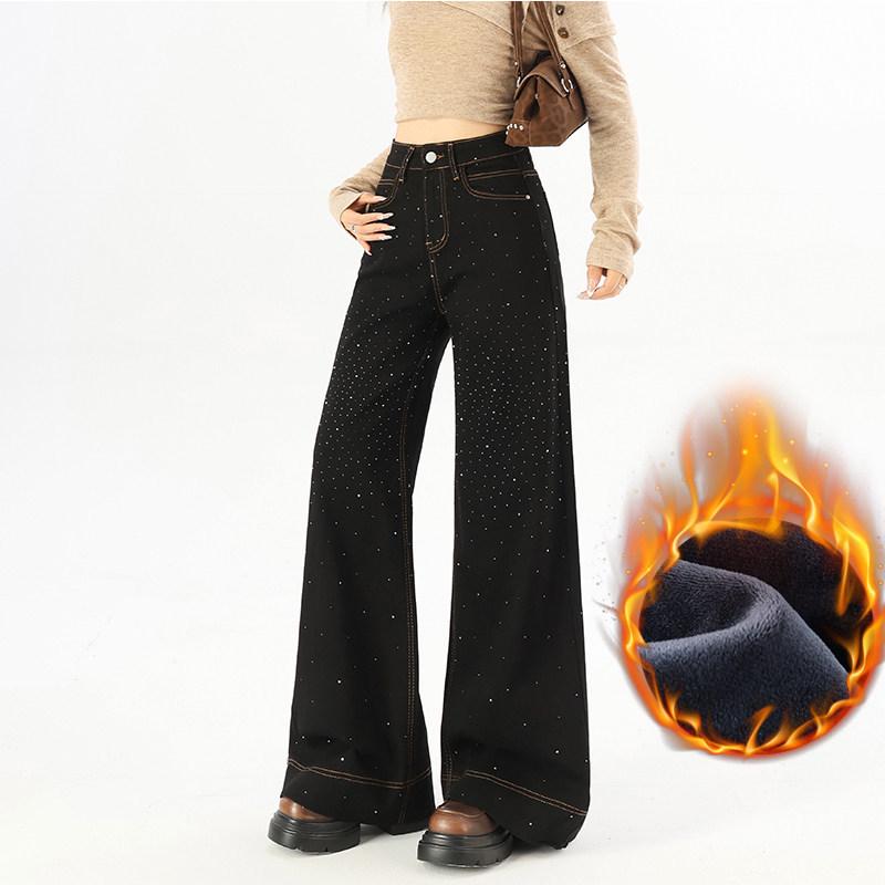 Women s Retro Black Gypsophila Wide-Leg High-Waisted Rhinestone Jeans with Elastic Fit and Velvet Lining XL fits 124-134 lbs
Women s Retro Black Gypsophila Wide-Leg High-Waisted Rhinestone Jeans with Elastic Fit and Velvet Lining XL fits 124-134 lbs