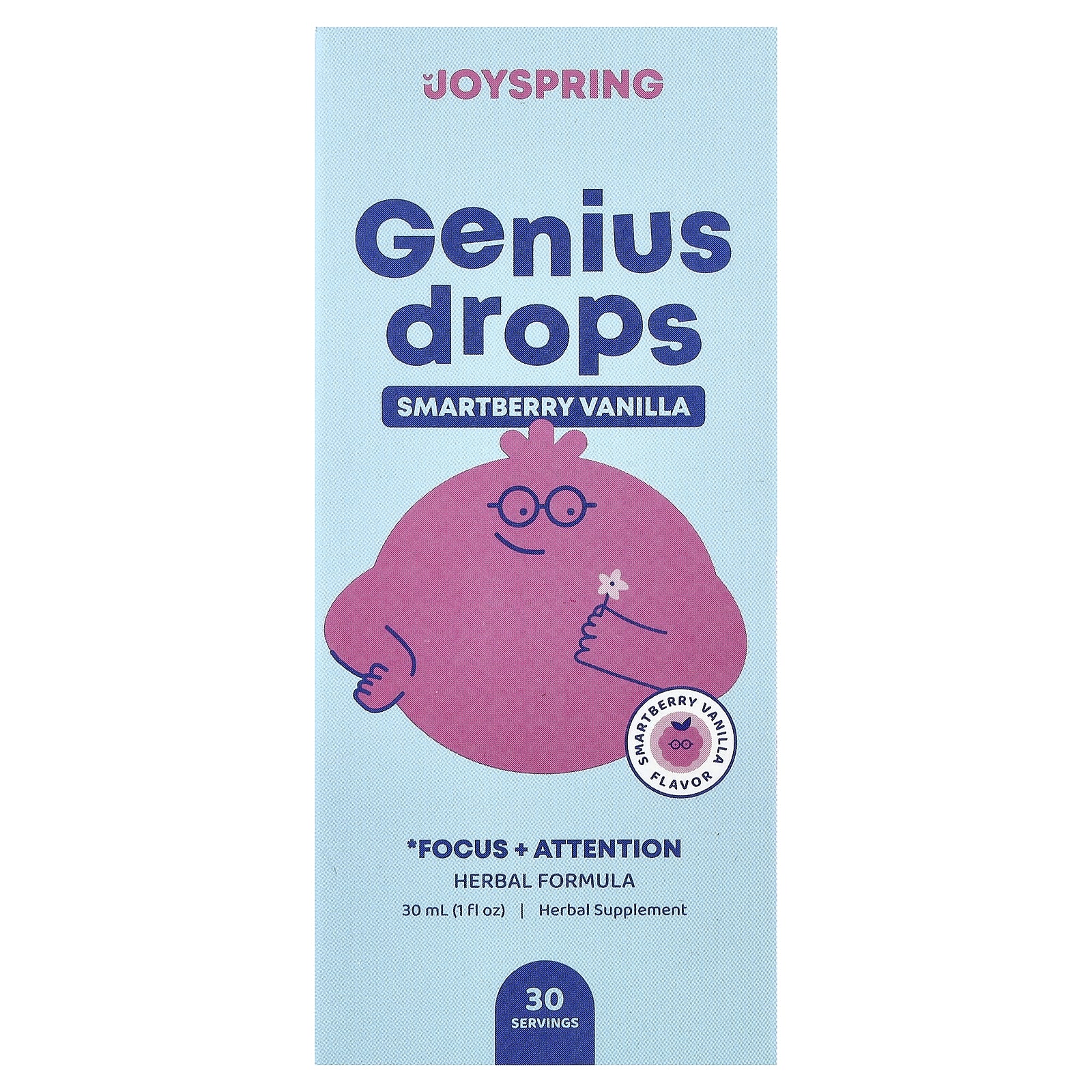 JoySpring, Genius Drops, Herbal Formula, Smartberry Vanilla, 30ml (1 fl oz)
JoySpring, Genius Drops, Herbal Formula, Smartberry Vanilla, 30ml (1 fl oz)