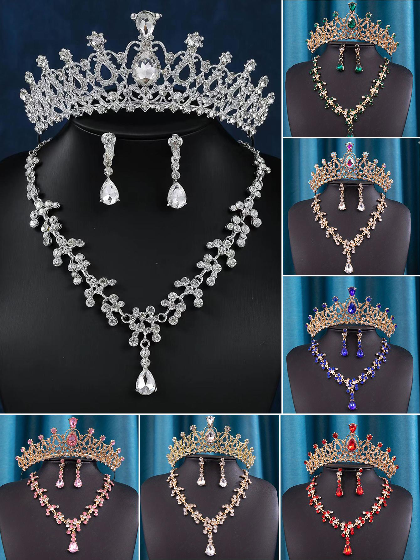 1pc Bride Rhinestone Crown Tiara New Veil Crown Necklace Set of Three Girls Performance Birthday Gift Hair Accessories золотий
1pc Bride Rhinestone Crown Tiara New Veil Crown Necklace Set of Three Girls Performance Birthday Gift Hair Accessories золотий