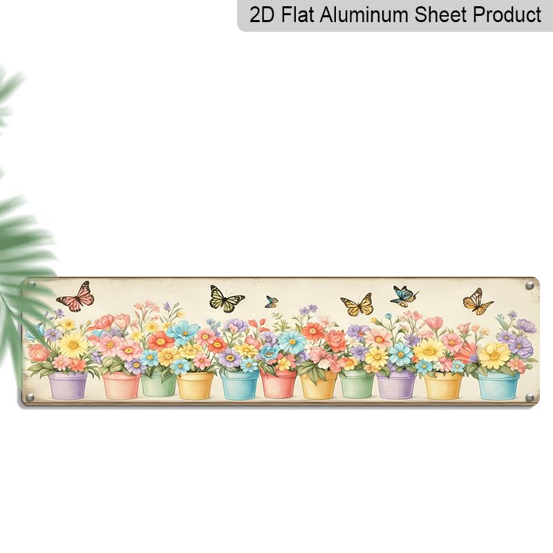 2D Flat, 1pc Rustic Aluminium Decorative Sign - Colorful Potted Flowers & Butterflies Suitable for Home Garden Decor, Balcony, Kitchen Counter 40cm x 10cm
2D Flat, 1pc Rustic Aluminium Decorative Sign - Colorful Potted Flowers & Butterflies Suitable for Home Garden Decor, Balcony, Kitchen Counter 40cm x 10cm