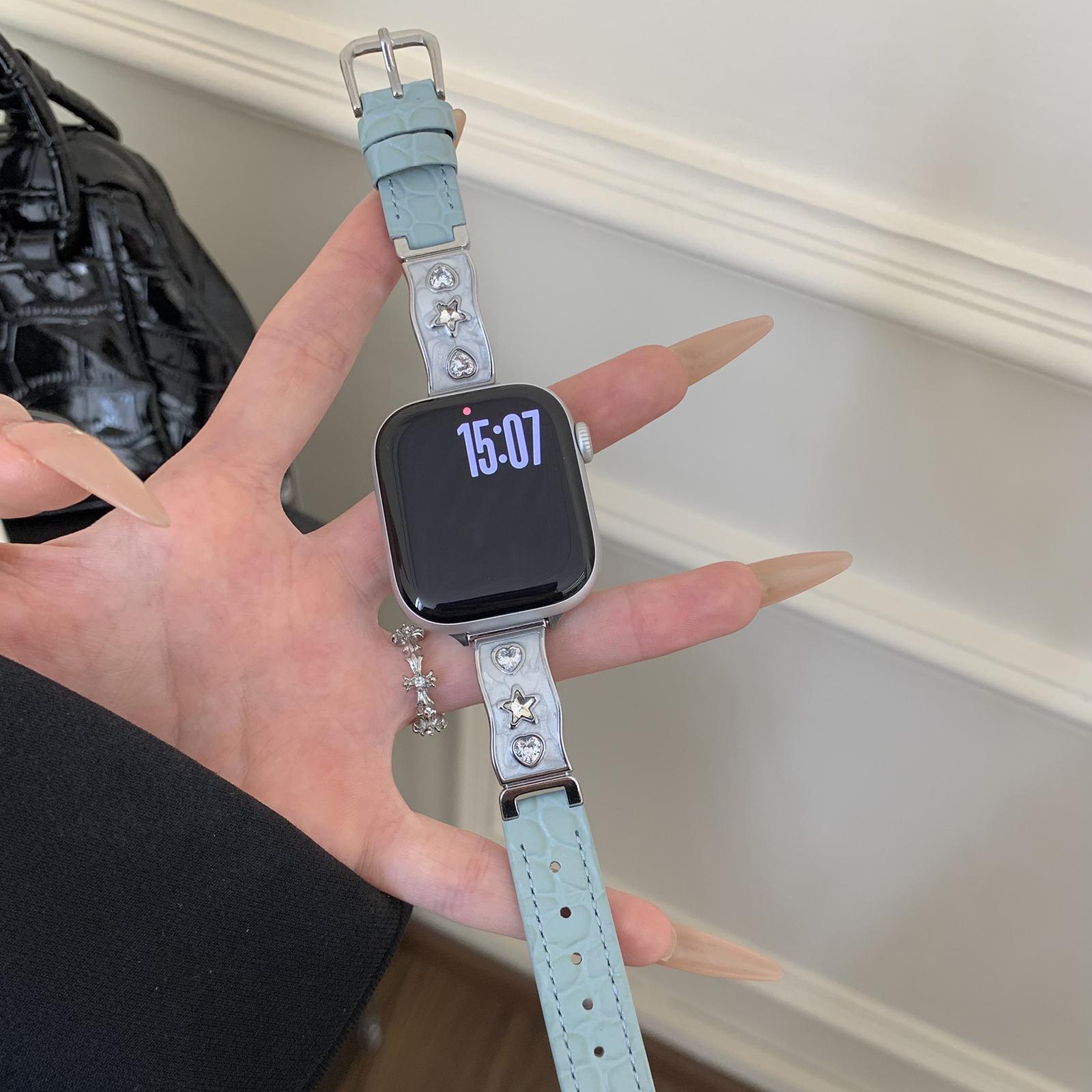 Watch Band for Apple Watch Series 10 Ultra 9 8 7 SE 6 5 4 3 2 1 46mm 49mm 45mm 44mm 42mm Zircon Decor Genuine Cow Leather Strap Black
Watch Band for Apple Watch Series 10 Ultra 9 8 7 SE 6 5 4 3 2 1 46mm 49mm 45mm 44mm 42mm Zircon Decor Genuine Cow Leather Strap Black