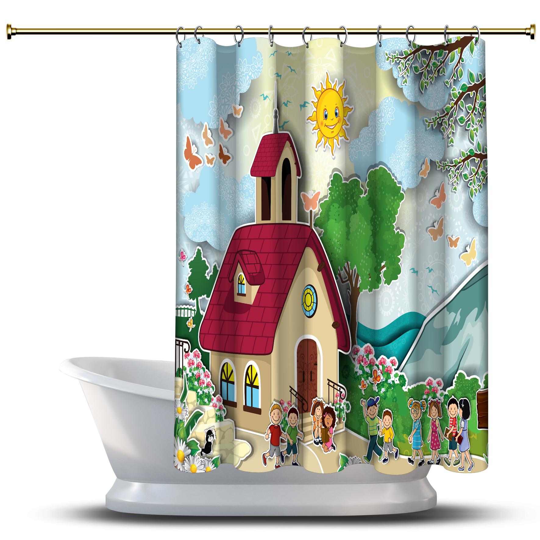 Бегущие детские занавески для душа с принтом / водонепроницаемые для вашей ванны Украшения для ванной комнаты - многомерная счастливая школа с колокольней
Бегущие детские занавески для душа с принтом / водонепроницаемые для вашей ванны Украшения для ванной комнаты - многомерная счастливая школа с колокольней