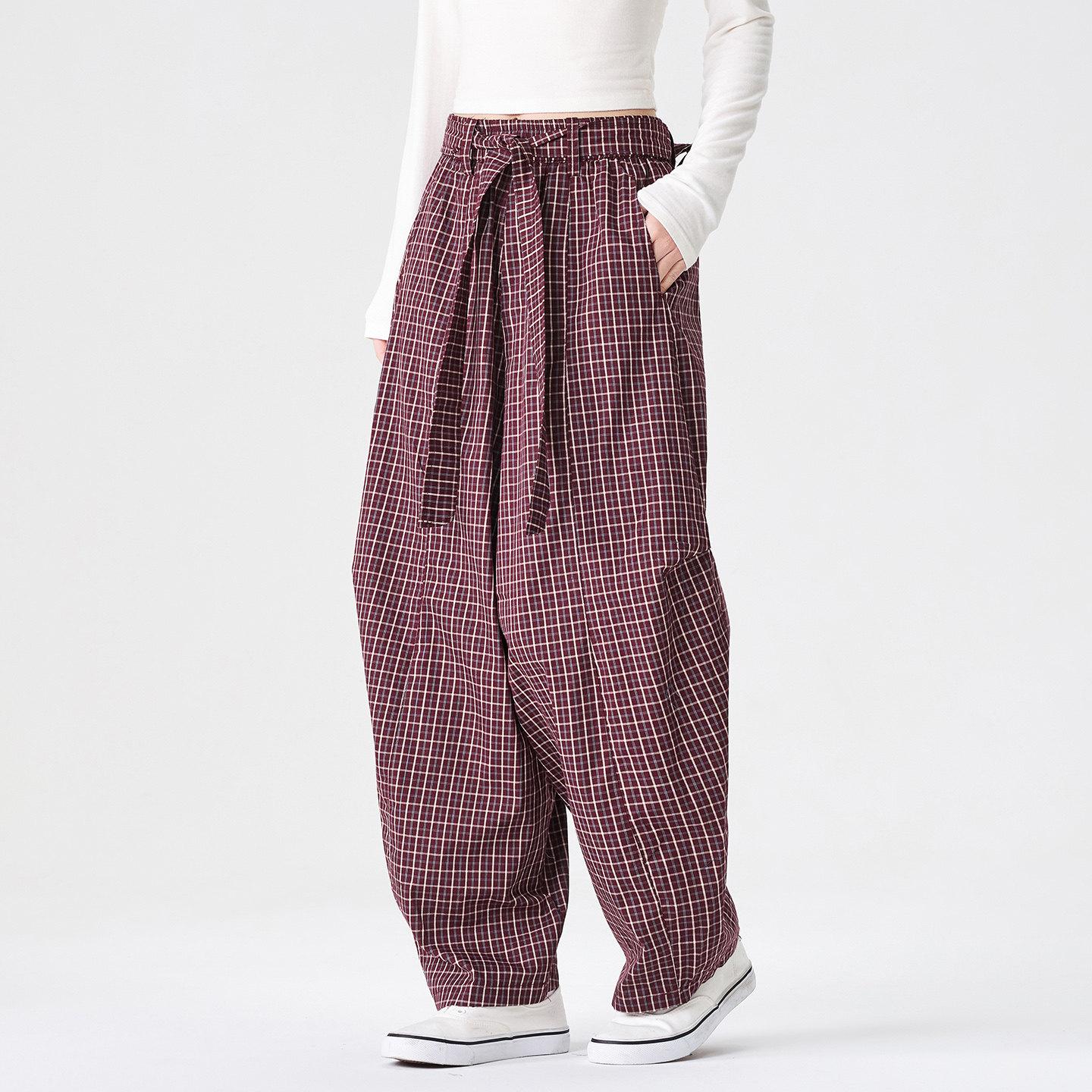 Japanese Lantern Pants Chinese Hanfu Tang Style Casual Loose Cotton Baggy Trousers Women Wide Leg Daily Wear Pants Male Striped Grid Pants 2XL вина червоного кольору
Japanese Lantern Pants Chinese Hanfu Tang Style Casual Loose Cotton Baggy Trousers Women Wide Leg Daily Wear Pants Male Striped Grid Pants 2XL вина червоного кольору