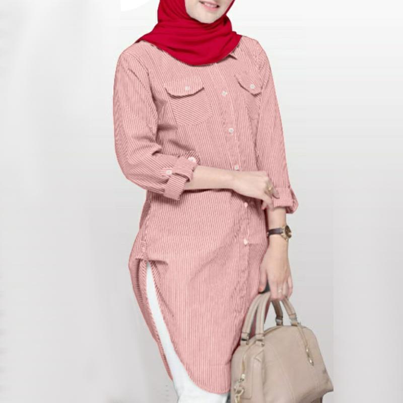 ZANZEA Женская повседневная блузка в полоску с отложным воротником и длинными рукавами 
ZANZEA Женская повседневная блузка в полоску с отложным воротником и длинными рукавами