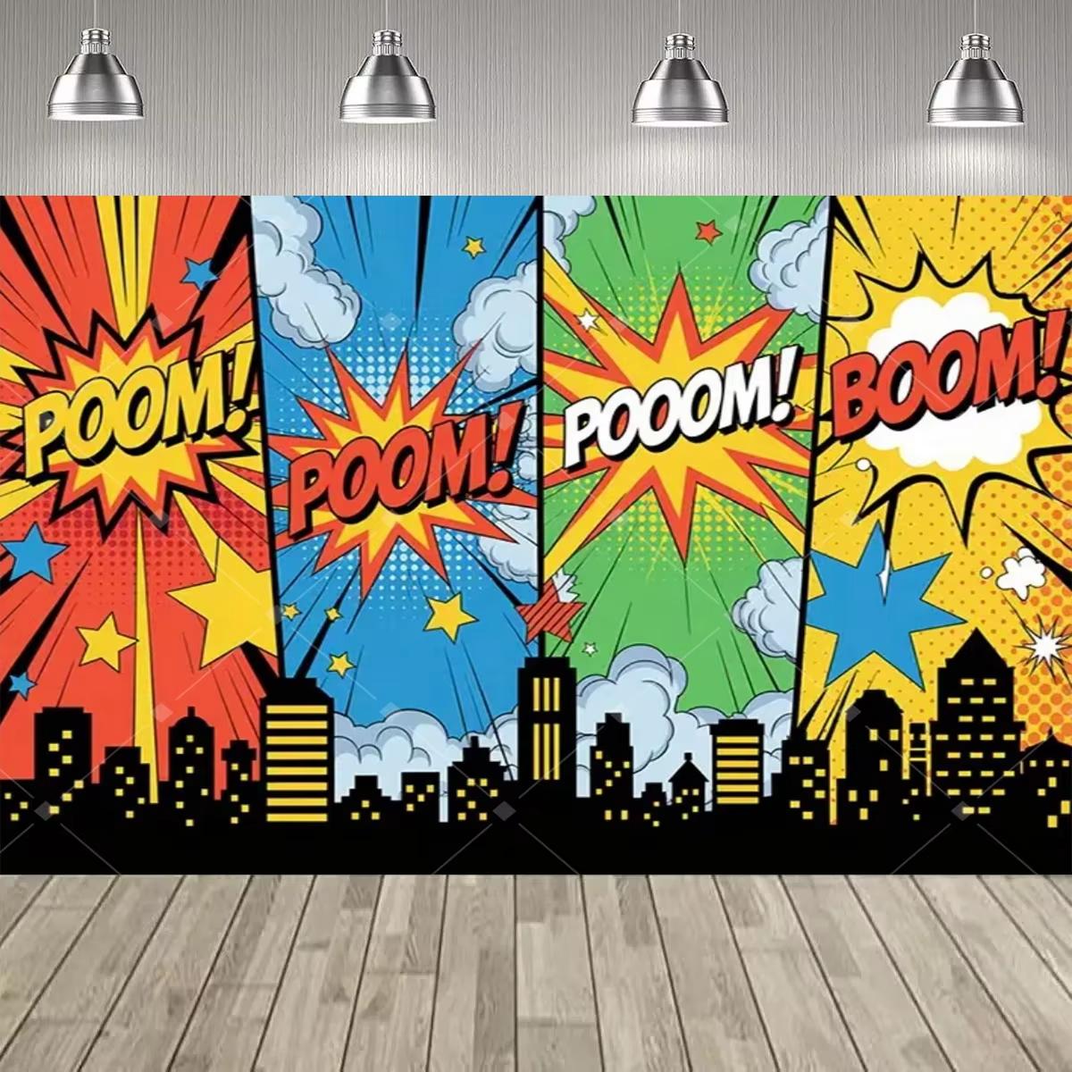 BEPAN Comic style city night scene spider web superhero theme background children s birthday party decoration props baby shower party Vinyl--W120xH80cm
BEPAN Comic style city night scene spider web superhero theme background children s birthday party decoration props baby shower party Vinyl--W120xH80cm