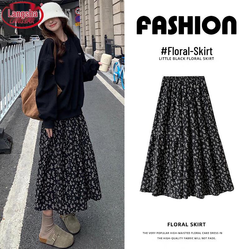 Langsha French Black Floral High-Waist A-Line Mid-Length Skirt S
Langsha French Black Floral High-Waist A-Line Mid-Length Skirt S