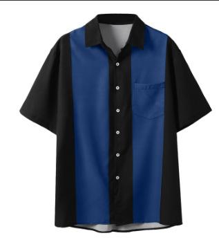 European And American Men S Casual Simple Short-Sleeved Shirt Striped Splicing 3D Digital Printing Lapel Neck Versatile Shirt S
European And American Men S Casual Simple Short-Sleeved Shirt Striped Splicing 3D Digital Printing Lapel Neck Versatile Shirt S
