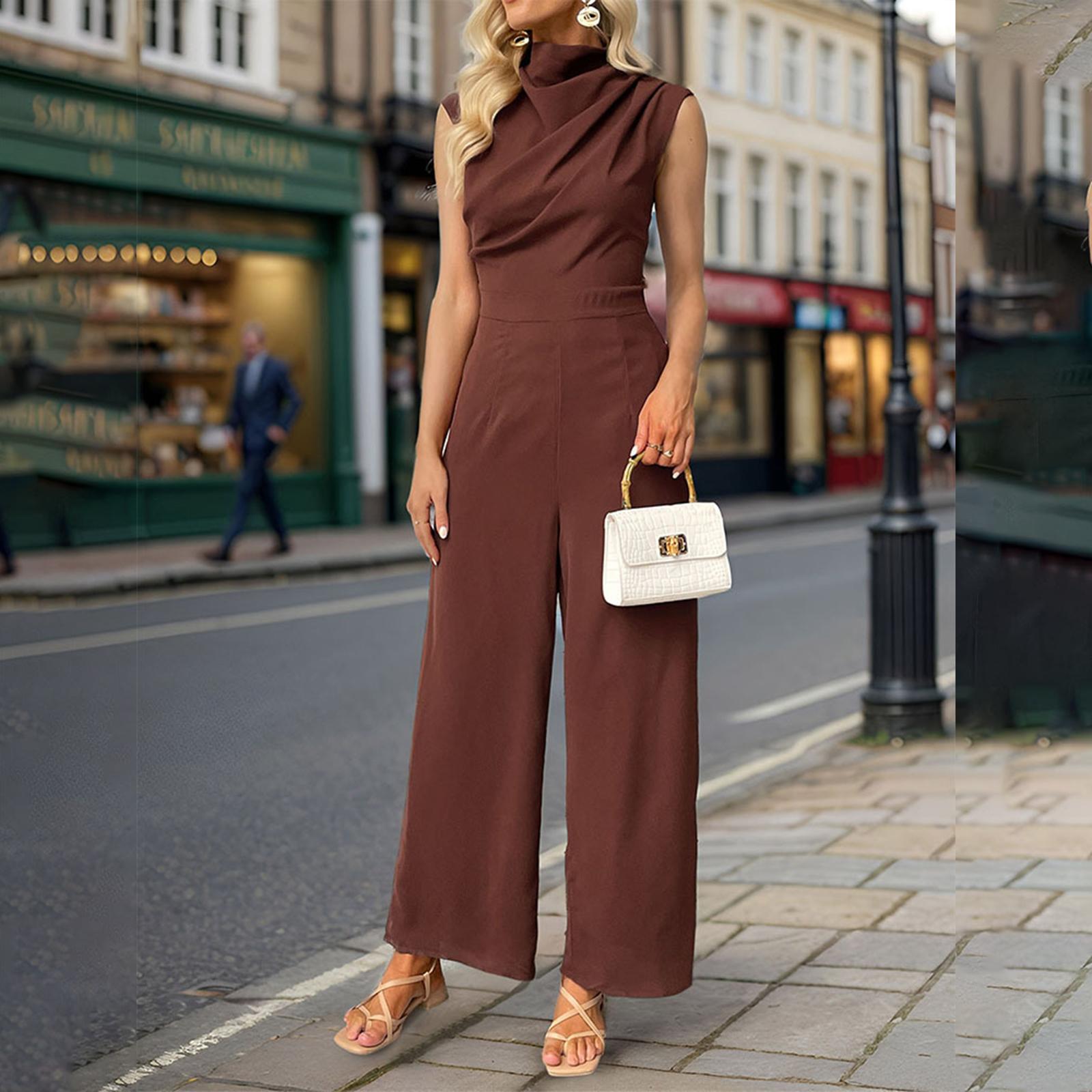 Women s Casual Sleeveless Color Sleeveless Color Swing Collar Wide Leg Pants L кавовий
Women s Casual Sleeveless Color Sleeveless Color Swing Collar Wide Leg Pants L кавовий