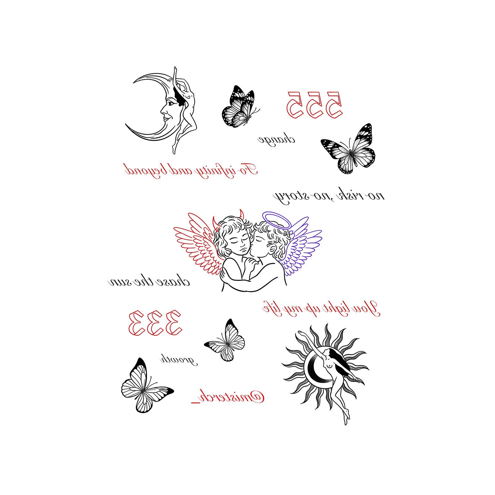 Y2K Sexy Butterfly English Cross Finger Waist Belly Tattoo Sticker Holiday Party Decoration Sticker 19*12
Y2K Sexy Butterfly English Cross Finger Waist Belly Tattoo Sticker Holiday Party Decoration Sticker 19*12