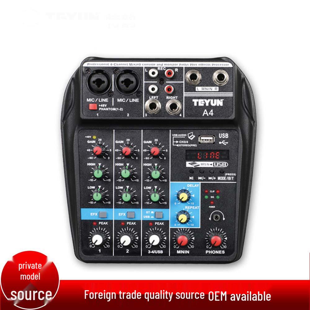 4-Channel Compact Microphone Mixer for DJ, Live Broadcast, KTV, and Recording Effects A4 EU Chinese
4-Channel Compact Microphone Mixer for DJ, Live Broadcast, KTV, and Recording Effects A4 EU Chinese