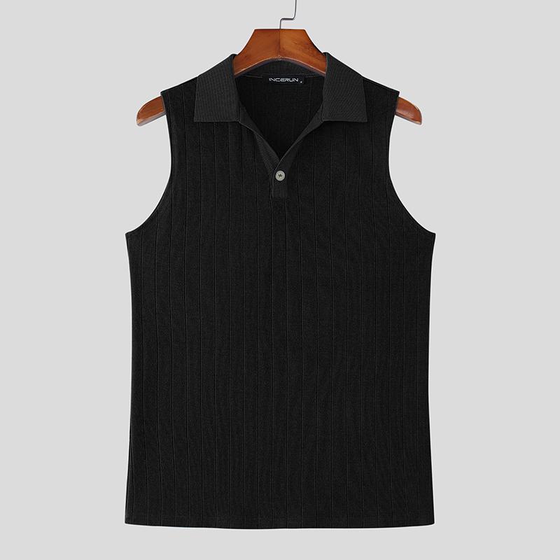 INCERUN Мужские летние майки без рукавов с лацканами на пуговицах, однотонные, повседневные, в рубчик 5XL
INCERUN Мужские летние майки без рукавов с лацканами на пуговицах, однотонные, повседневные, в рубчик 5XL
