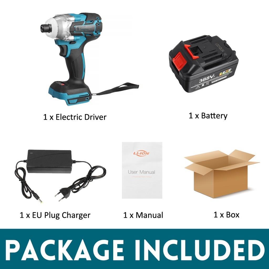 388VF 13000mAh Аккумуляторная бесщеточная электрическая отвертка 1/4 дюйма Электроинструменты Дрель-шуруповерт + Светодиодная подсветка Для аккумулятора 18В 1*Battery
388VF 13000mAh Аккумуляторная бесщеточная электрическая отвертка 1/4 дюйма Электроинструменты Дрель-шуруповерт + Светодиодная подсветка Для аккумулятора 18В 1*Battery