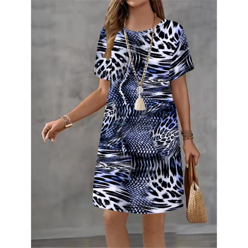 Vintage Leopard Print Design Sense Pattern Women Dress Summer Elegant Casual Short Sleeve Mini Dress Loose Women A-Line Dress XL
Vintage Leopard Print Design Sense Pattern Women Dress Summer Elegant Casual Short Sleeve Mini Dress Loose Women A-Line Dress XL