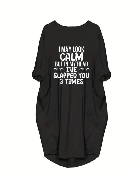 Plus Size Casual Dress, Women s Plus Slogan Print Long Sleeve Round Neck Slight Stretch Oversized Dress With Pockets 1XL чёрный
Plus Size Casual Dress, Women s Plus Slogan Print Long Sleeve Round Neck Slight Stretch Oversized Dress With Pockets 1XL чёрный