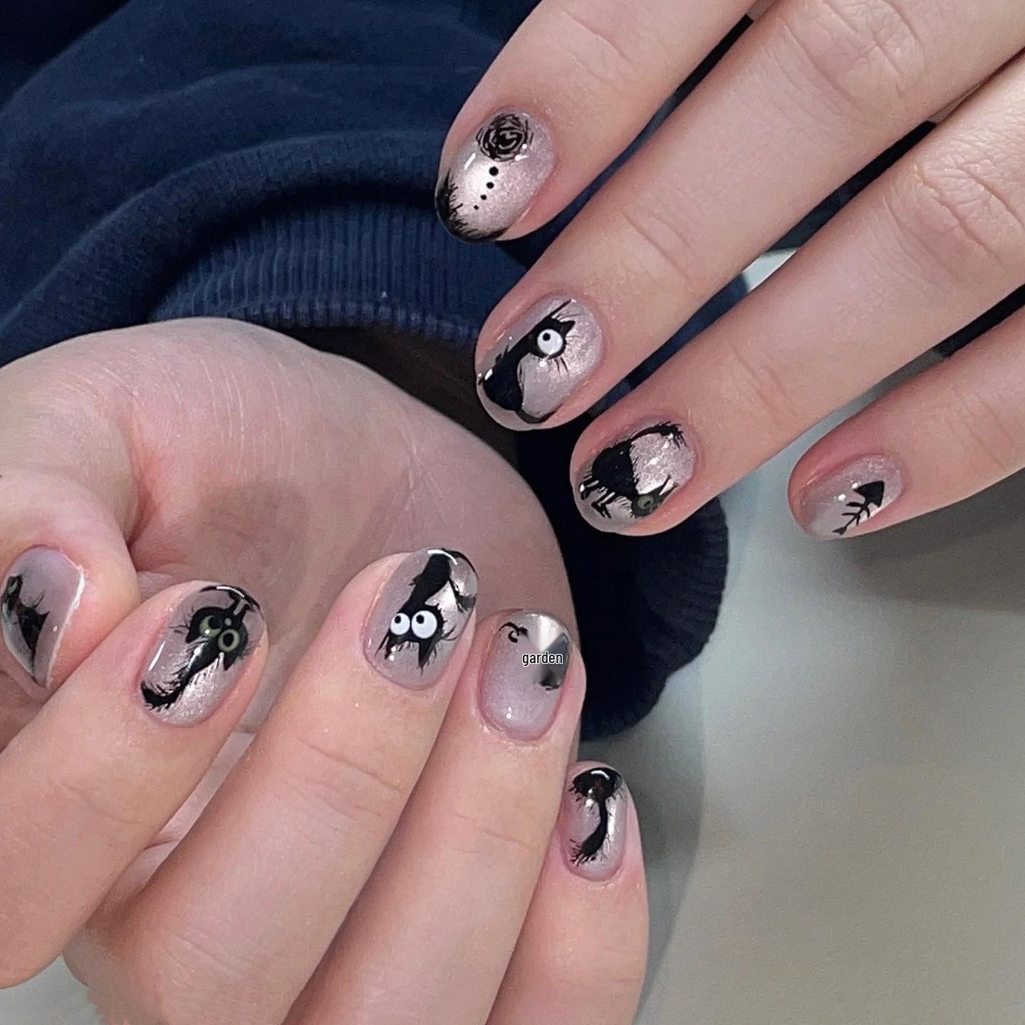 Xiaohongshu Black Cat Cartoon Press-On Nails: Cute Frizzy Kitten Nail Art Patches, Short Style
Xiaohongshu Black Cat Cartoon Press-On Nails: Cute Frizzy Kitten Nail Art Patches, Short Style