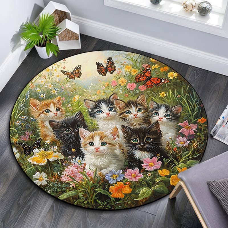 Kittens in Flowers Round Area Rug,Carpet Rug for Living Room Bedroom Sofa Playroom Decor,Non-slip Floor Mat 80cmx80cm
Kittens in Flowers Round Area Rug,Carpet Rug for Living Room Bedroom Sofa Playroom Decor,Non-slip Floor Mat 80cmx80cm