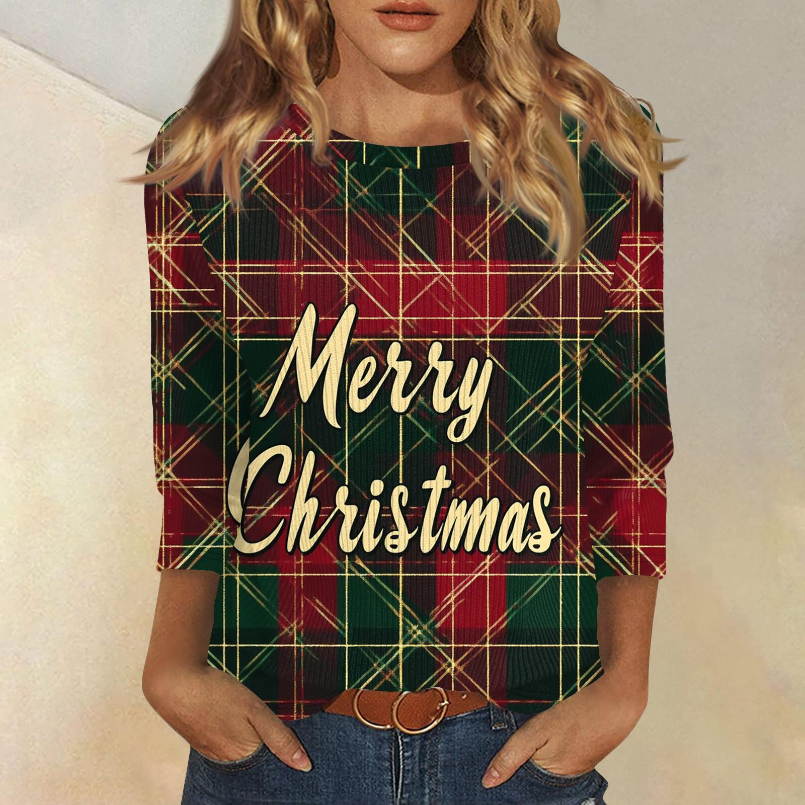 Женская мода и зима повседневная круглая горловина матовая рубчатая рождественская печать футболка рукав три четверти женская одежда XL
Женская мода и зима повседневная круглая горловина матовая рубчатая рождественская печать футболка рукав три четверти женская одежда XL