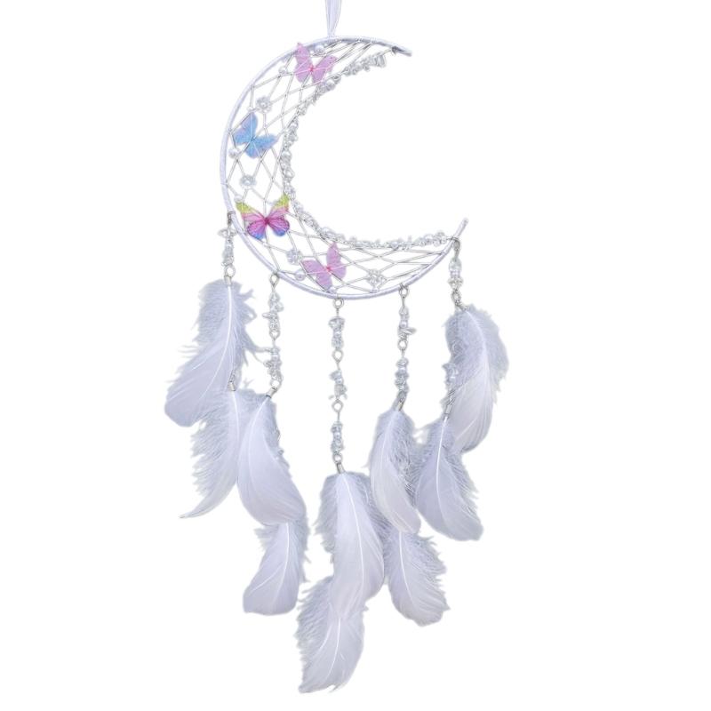 Handmade Woven Moon Shape Butterfly Dreamcatchers with Crystal Wall Hanging Feathered Tassels Ornament Bedroom Decors білий
Handmade Woven Moon Shape Butterfly Dreamcatchers with Crystal Wall Hanging Feathered Tassels Ornament Bedroom Decors білий