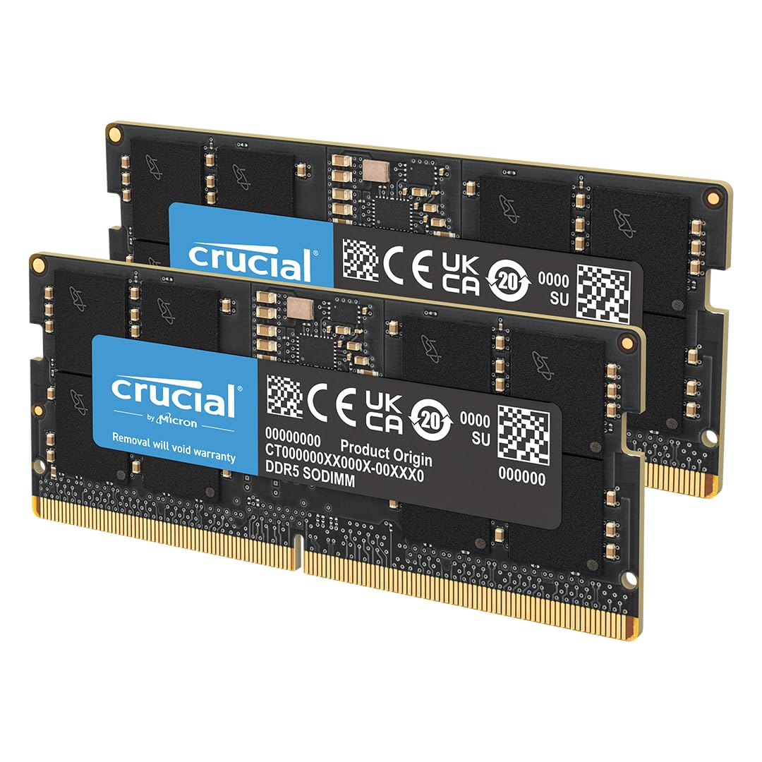 Crucial 128GB Kit DDR5 RAM 5600MHz 5200MHz or Laptop Memory Kit SODIMM Compatible with Intel Core Ultra and AMD Ryzen 8000 and Above CT2K64G56C46S5 чорний
Crucial 128GB Kit DDR5 RAM 5600MHz 5200MHz or Laptop Memory Kit SODIMM Compatible with Intel Core Ultra and AMD Ryzen 8000 and Above CT2K64G56C46S5 чорний