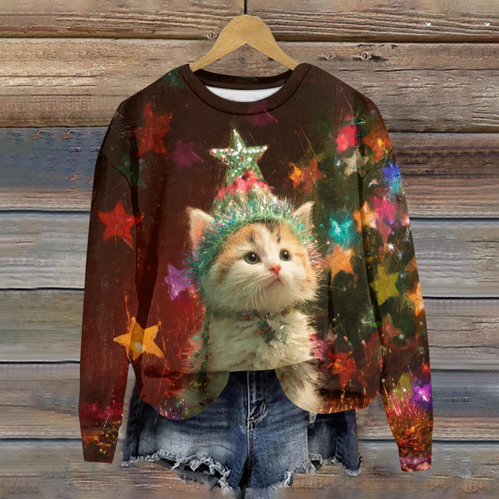 Ladies Christmas Printed Long Sleeved Round Neck Hoodie Loose Top L чорний
Ladies Christmas Printed Long Sleeved Round Neck Hoodie Loose Top L чорний