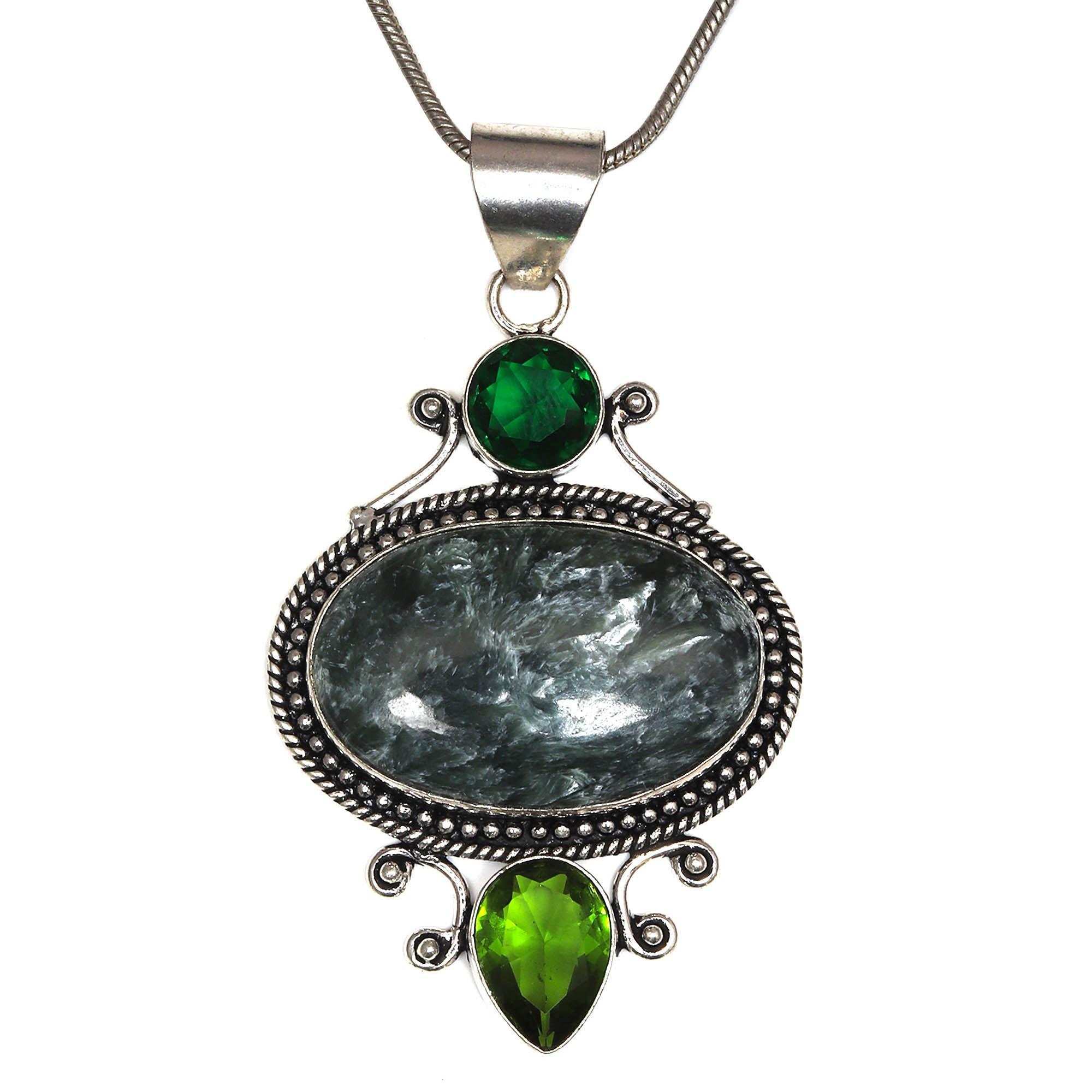 Seraphinite Peridot Gemstone Mother s Day Silver Jewelry Pendant 2.75 2.75
Seraphinite Peridot Gemstone Mother s Day Silver Jewelry Pendant 2.75 2.75