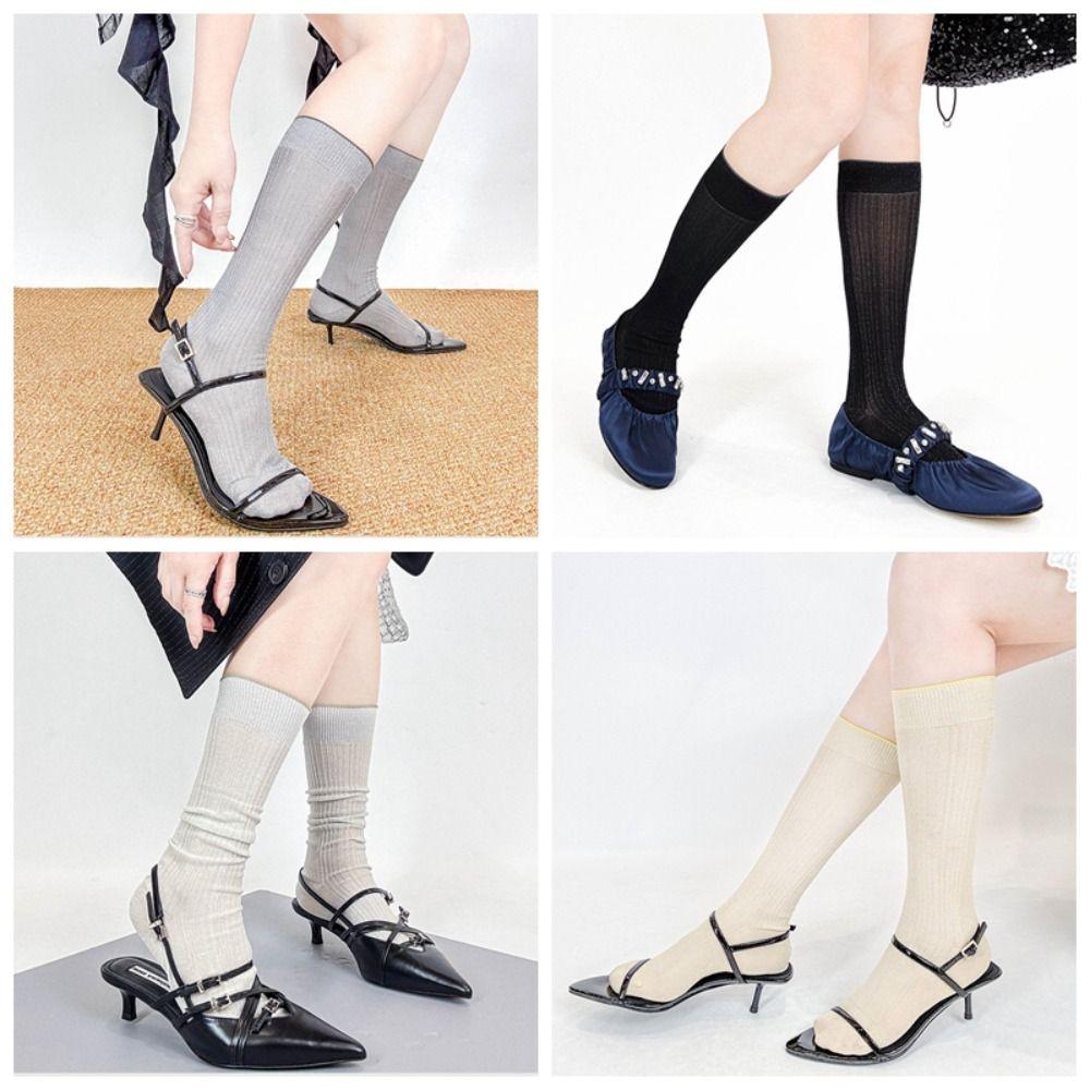 Lolita Ice Silk Long Socks Solid Color Mid-tube Stocking Comfortable JK Calf Socks Summer сірий
Lolita Ice Silk Long Socks Solid Color Mid-tube Stocking Comfortable JK Calf Socks Summer сірий
