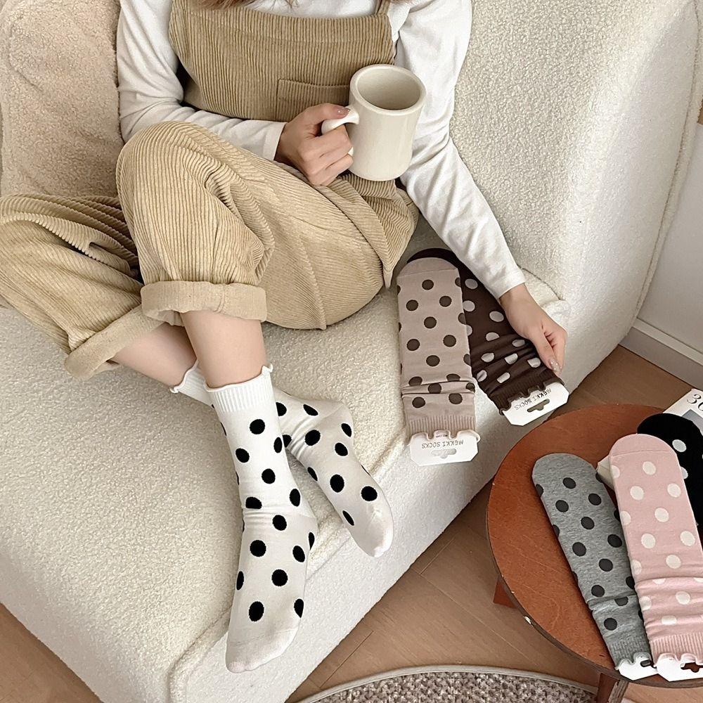 5Pairs Curled Hem Knitted Mid Calf Socks Simple Women Stockings Cute Spotted Stockings Girls 5Pairs
5Pairs Curled Hem Knitted Mid Calf Socks Simple Women Stockings Cute Spotted Stockings Girls 5Pairs