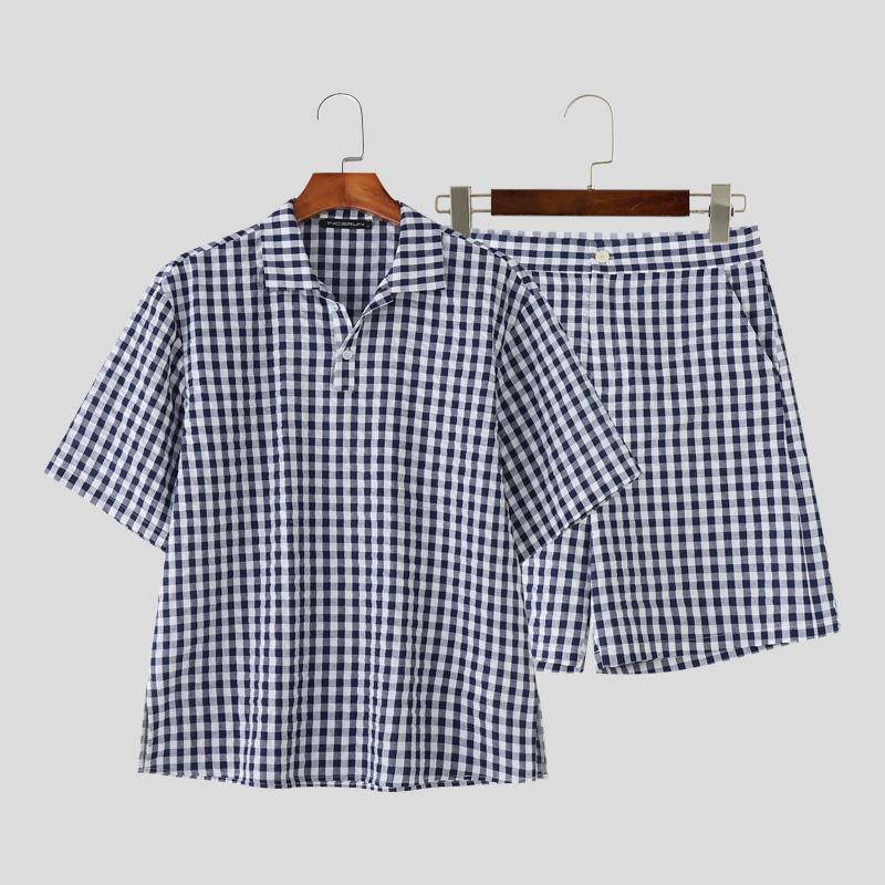 INCERUN Two Piece Sets Summer Plaid Men Short Sleeve Shirts Shorts Pants Outfits Home Wear S
INCERUN Two Piece Sets Summer Plaid Men Short Sleeve Shirts Shorts Pants Outfits Home Wear S