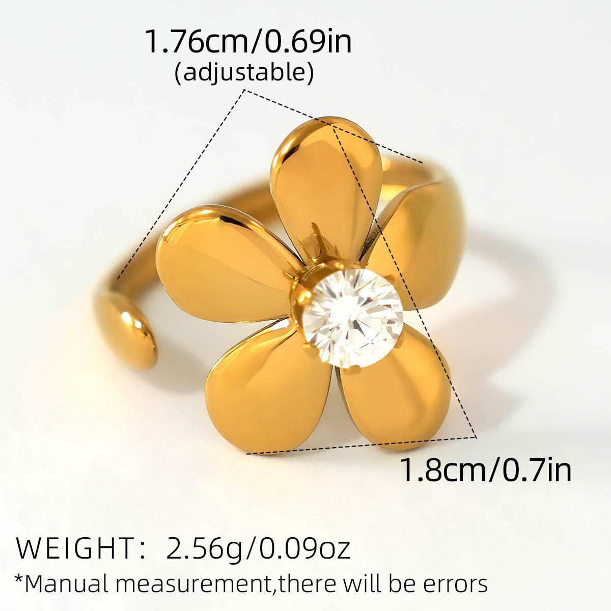 Stainless Steel Zircon Flower Open Rings For Women 18K Gold Plated Waterproof Ladies Zircon For Daily Wear Vacation Seaside Etc resizable
Stainless Steel Zircon Flower Open Rings For Women 18K Gold Plated Waterproof Ladies Zircon For Daily Wear Vacation Seaside Etc resizable