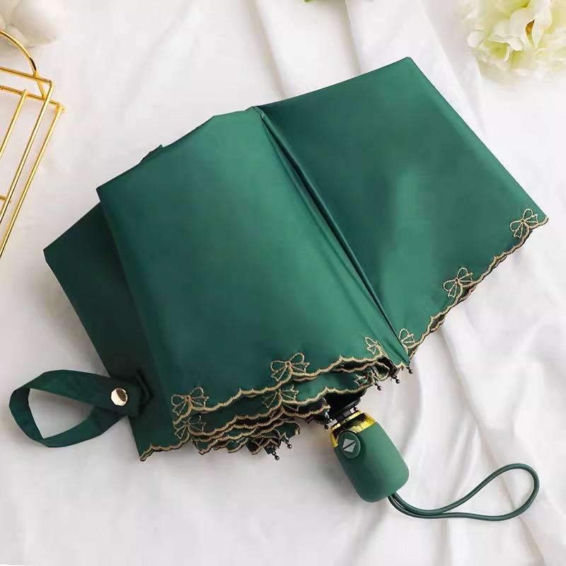 Полностью автоматический тройной зонт, виниловый солнцезащитный зонт с защитой от ультрафиолета, зонтик двойного назначения для женщин, дождливые вышитые вишневые зонтики.
Полностью автоматический тройной зонт, виниловый солнцезащитный зонт с защитой от ультрафиолета, зонтик двойного назначения для женщин, дождливые вышитые вишневые зонтики.