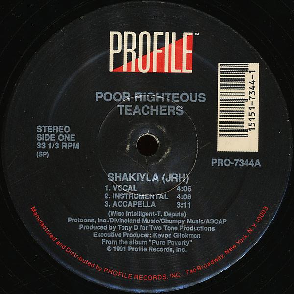 12inch Record POOR RIGHTEOUS TEACHERS - Shakiyla (JRH) PRO7344 Profile Records 1991 US Rap & Hip-Hop/R&B Used
12inch Record POOR RIGHTEOUS TEACHERS - Shakiyla (JRH) PRO7344 Profile Records 1991 US Rap & Hip-Hop/R&B Used